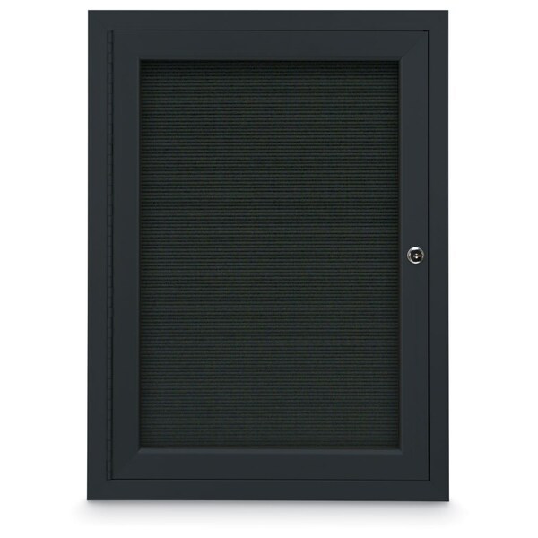 24"x36" 1-Door Enclosed Outdoor Letterboard, Header, Black Felt/Black